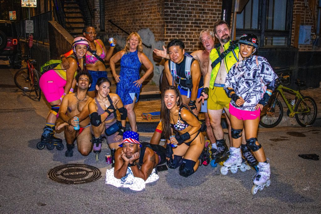 Space City Skaters group photo, World Naked Bike Ride Houston 2023